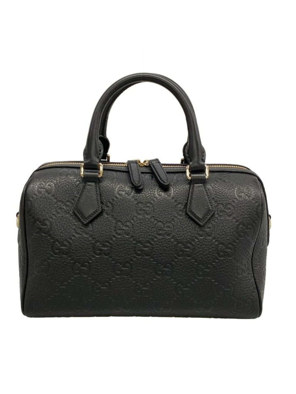 Gucci Handbag GG Emblem Small Top Handle Bag Black Leather
